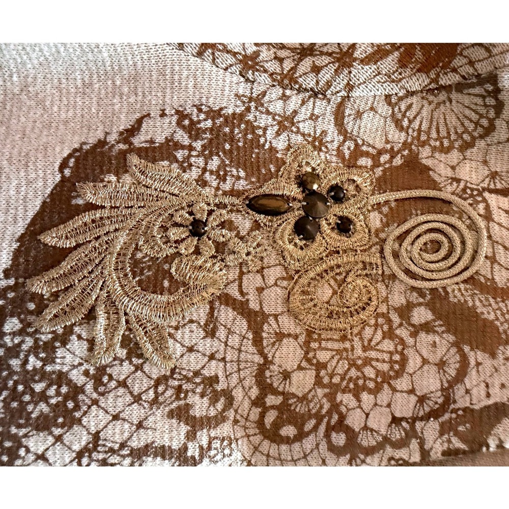 NWOT Chico's Size 1 (M) Scroll Front Cardigan Beads Foil Rope Embroidery Lace - Picture 8 of 8